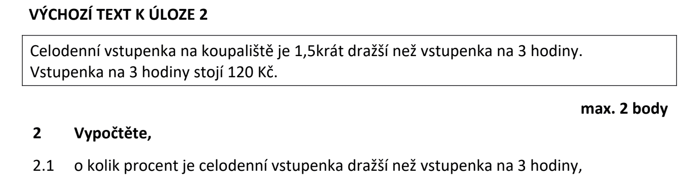 obtížnost To dáš! testů - úloha 2 slovní úloha